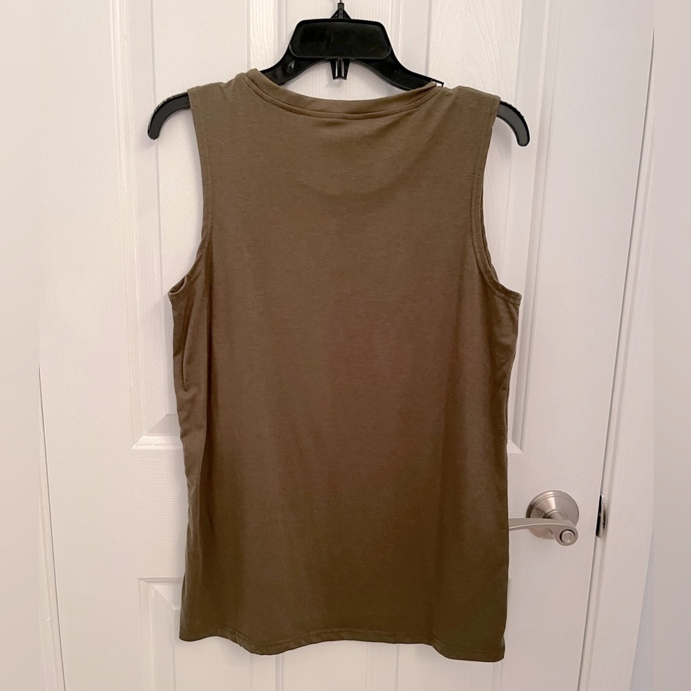 WE THE PEOPLE Medium olive green cotton poly blend unisex tank top like New - Picture 4 of 8
